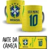 Caneca Seleção Brasileira Amarela Personalizada com Nome 325ml