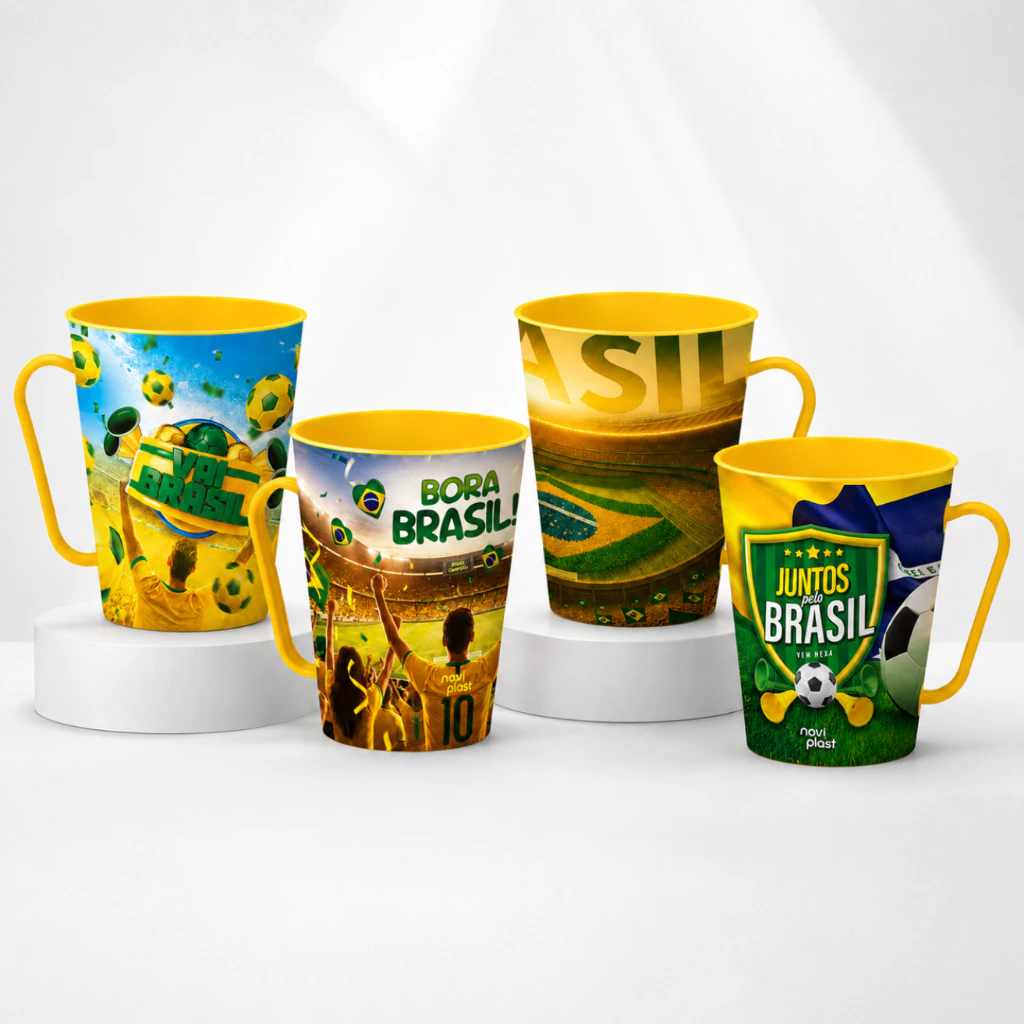 Kit 12 Canecas Decoradas Copa do Mundo 430ml Presente Torcedor