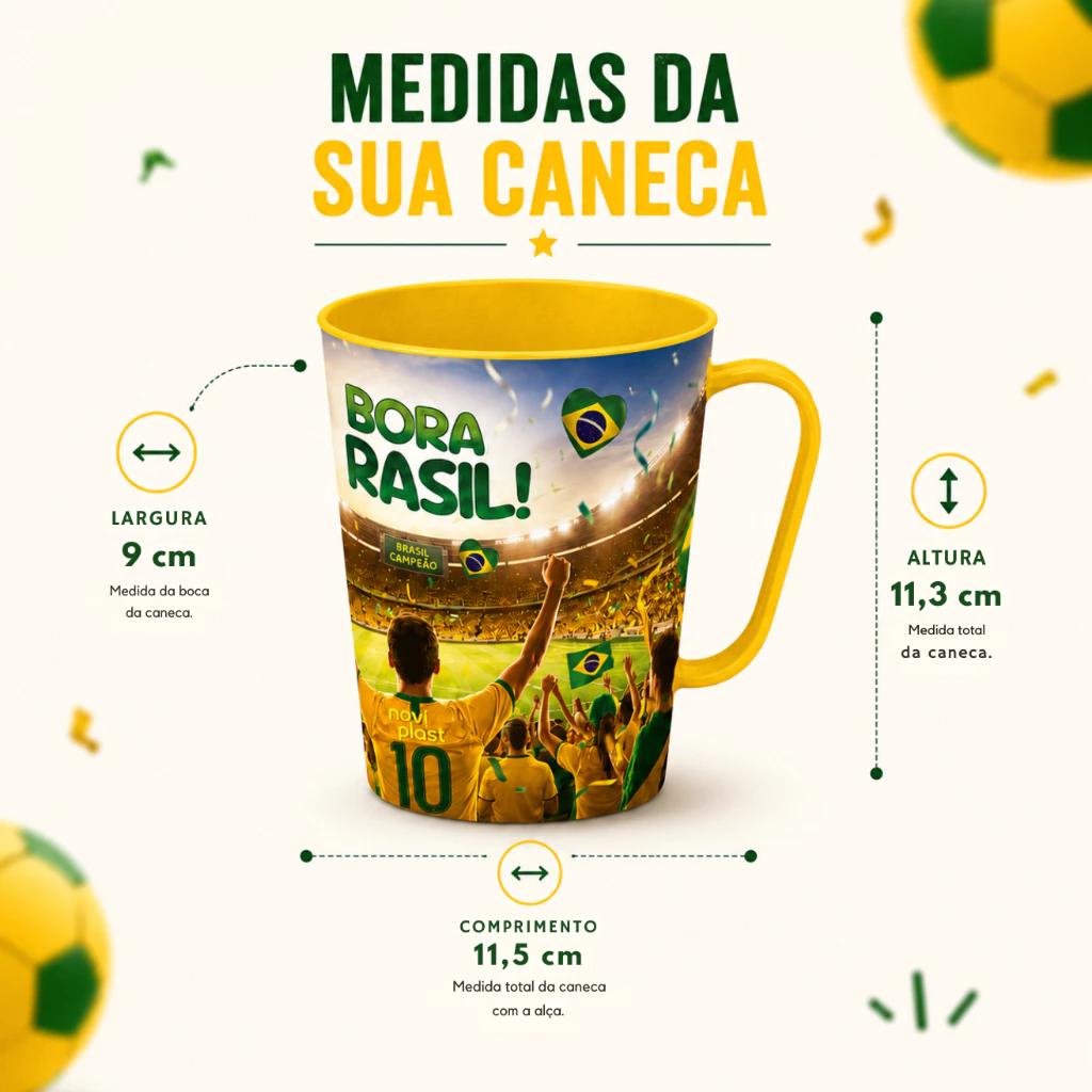 Kit 12 Canecas Decoradas Copa do Mundo 430ml Presente Torcedor