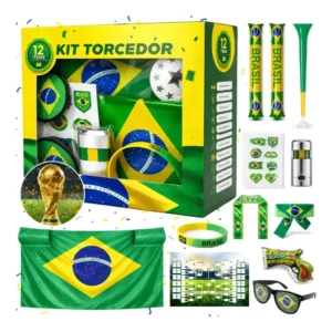 Kit Torcedor Brasil 12 Itens Copa 2026 Festa Futebol